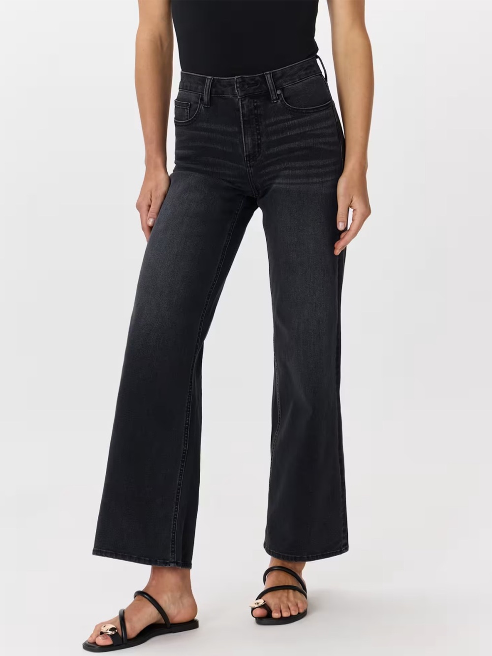 Quince Bella Stretch Wide Leg Jeans Size 31 NWT in Faded Black